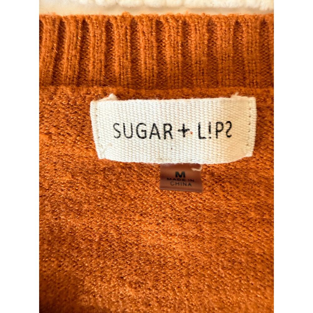 Sugar + Lips Rust Ruffle Knit Sweater M - Picture 4 of 8